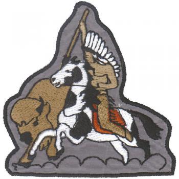 AUFNÄHER - Indianer Büffeljagd - 04653 - Gr. ca. 7 x 7 cm - Patches Stick Applikation