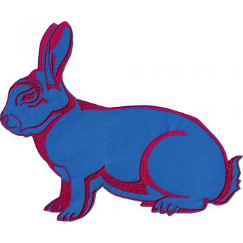 Aufnäher - Hase blau-rot - 07347 - Gr. ca. 26 x 20 cm - Patches Stick Applikation