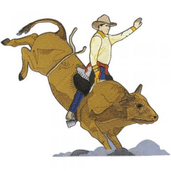 RÜCKENAUFNÄHER - Cowboy Stier - 07863 - Gr. ca. 30 x 20 cm - Patches Stick Applikation