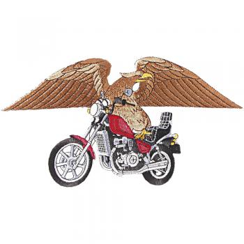 RÜCKENAUFNÄHER - Motorrad mit Adlerschwinge - Gr. ca. 25cm x 14cm (08601 rot) Applikation Patches Stick
