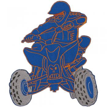 Rückenaufnäher - Quadfahrer - 88565 blau - Gr. ca. 23 x 25 cm - Patches Stick Applikation