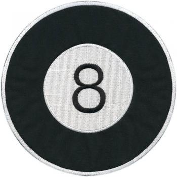 Rückenaufnäher - Billardkugel Nr. 8 - 08602 - Gr. ca. 24,5cm