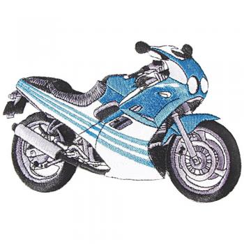 Aufnäher - Motorrad blau - 04589 - Gr. ca. 9 x 8 cm - Patches Stick Applikation