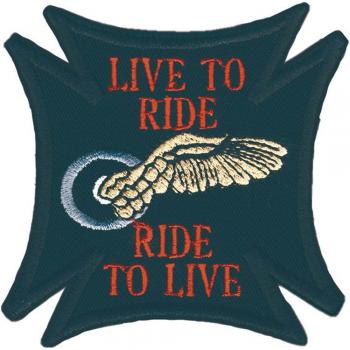 AUFNÄHER - Live to Ride, Ride to Live - 06020 - Gr. ca. 9 x 8 cm - Patches Stick Applikation
