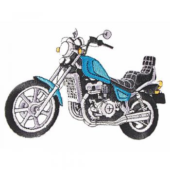 AUFNÄHER - Blaues Motorrad - 08502 - Gr. ca. 13 x 9 cm - Patches Stick Applikation