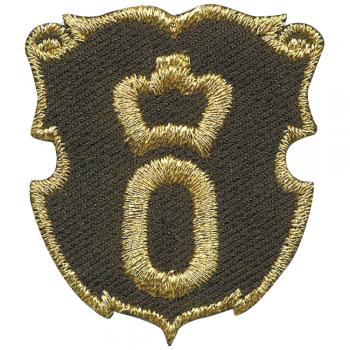 Aufnäher - Brandzeichen O mit Krone - 02157 - Gr. ca. 3,5 x 4 cm - Patches Stick Applikation