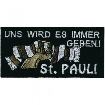 AUFNÄHER - St. Pauli - uns wird es immer geben - 00372 - Gr. ca. 10,5 x 4,5 cm - Patches Stick Applikation