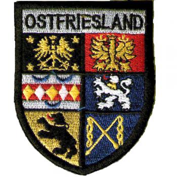 AUFNÄHER - Wappen - Ostfriesland - Patches Stick Applikation - 02913 - Gr. ca. 8 x 6,5 cm