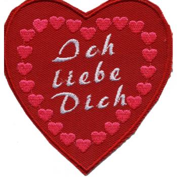 AUFNÄHER - Ich liebe dich - 02385 - Gr. ca. 9 x 9,5 cm - Patches Stick Applikation