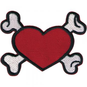 AUFNÄHER - Heart with Bones - 04934 - Gr. ca. 6 x 7,5 cm - Patches Stick Applikation