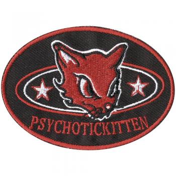 Aufnäher - Psycho Katze - 00364 - Gr. ca. 9 x 6 cm - Patches Stick Applikation