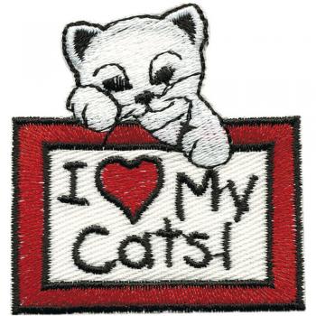 Aufnäher - I Love my Catsi - 01828 - Gr. ca. 5,5 x 5,5 cm - Patches Stick Applikation