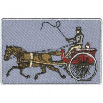 Aufnäher - Pferd mit Jockey - 01785 - Gr. ca. 12 x 7,5 cm - Patches Stick Applikation