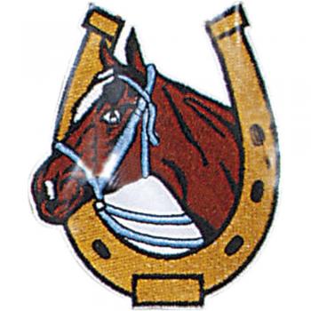 Aufnäher Stick Emblem Abzeichen Patches Applikation Aufnäher Motivstick "Pferd Hufeisen Glücksbringer" NEU Gr. ca. 7,5cm x 9cm (04372)
