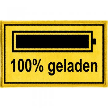 Aufnäher - 100 % geladen - 21716 - Gr. ca. 8 x 5 cm - Patches Stick Applikation