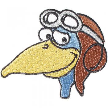Aufnäher - Vogel mit Flugbrille - 03024 - Gr. ca. 8,5 x 7,5 cm - Patches Stick Applikation