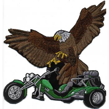 Rückenaufnäher - Bike mit Adler- 08019 grün- Gr. ca. 22 x 21 cm - Patches Stick Applikation