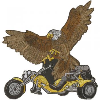 Rückenaufnäher - Trike mit Adler - 08019 gelb - Gr. ca. 22 x 21 cm - Patches Stick Applikation