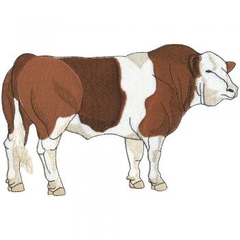 Rücken-Aufnäher - KUH Rind braun-weiß - 08584 - Gr. ca. 23cm x 14,5cm