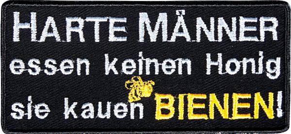 AUFNÄHER - Harte Männer essen ... - 00795 - Gr. ca. 9,5 cm x 4,5 cm - Patches Stick Applikation Bügel-Emblem