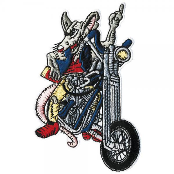 AUFNÄHER - Maus auf Motorad - 04619 - Gr. ca. 11,5 x 7,5 cm - Patches Stick Applikation