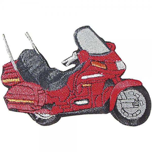 Aufnäher - Motorrad - 04719 - Gr. ca. 11 x 8cm in 2 Farben- Patches Stick Applikaton Farbe rot