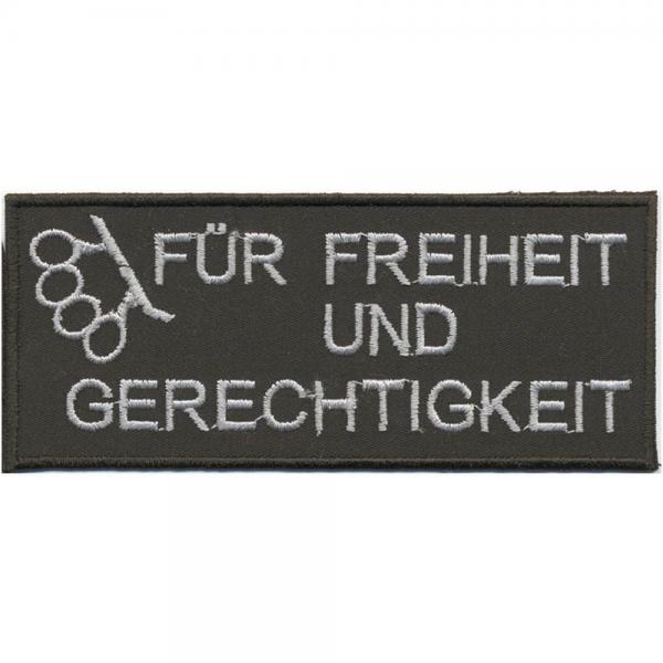 AUFNÄHER - Für Freiheit und Gerechtigkeit - 06037 - Gr. ca. 13 x 6 cm - Patches Stick Applikation