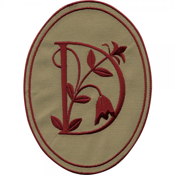 AUFNÄHER oval - Buchstabe D - Gr. ca. 10cm x 14cm (21535) Patches Stick Emblem Alphabet ABC