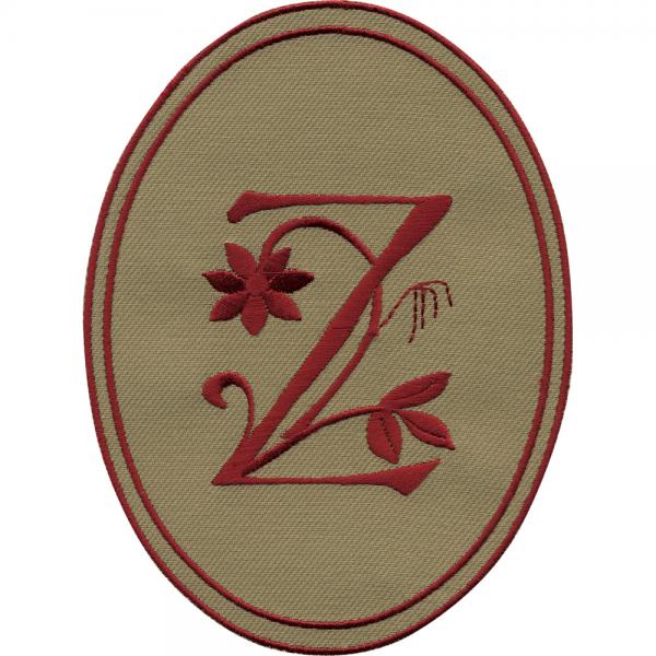 AUFNÄHER oval - Buchstabe Z - Gr. ca. 10cm x 14cm (21691) Patches Stick Emblem Alphabet ABC