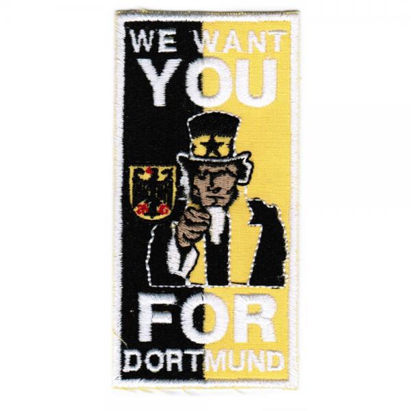 AUFNÄHER - Dortmund - we want you - 20616 - Gr. ca. 9,5 x 5,5 cm - Patches Stick Applikation