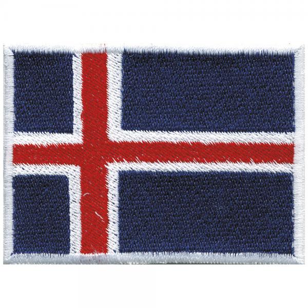 Aufnäher Patches Applikation - Flagge Wappen Island - Gr. 8cm x 5cm (20415) Stadtwappen Landeswappen Regional Flagge