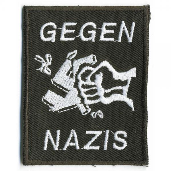 AUFNÄHER - Gegen Nazis - 06111 - Gr. ca. 5 x 6,5 cm - Patches Stick Applikation Bügel-Emblem