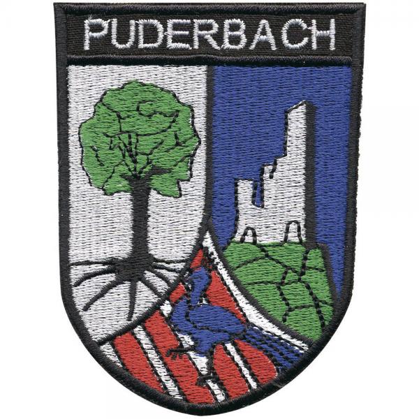AUFNÄHER - Wappen - Puderbach - 00349 - Gr. ca. 9 x 6,5 cm - Patches Stick Applikation
