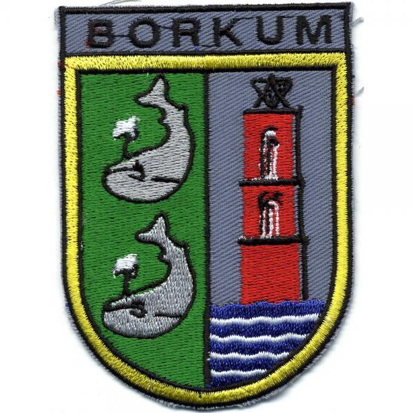 AUFNÄHER - Wappen - BORKUM - 01728 - Gr. ca. 9 x 6,5 cm - Patches Stick Applikation