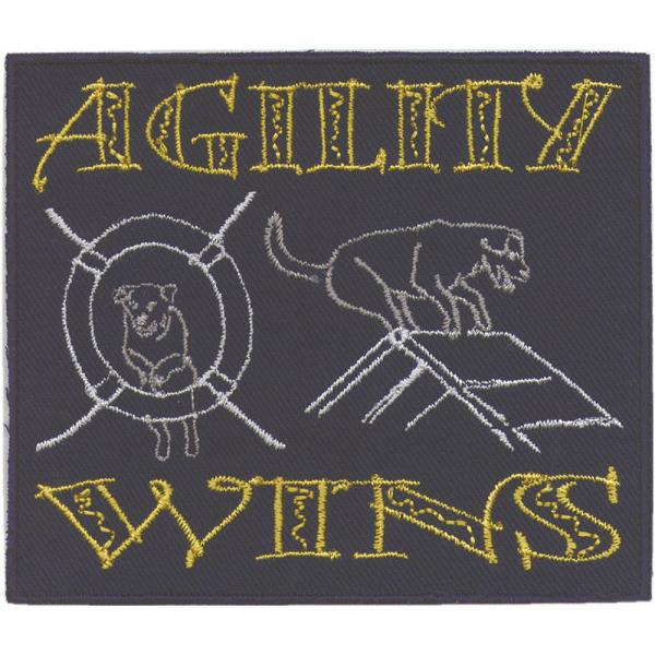 AUFNÄHER "Agility wins" NEU Gr. ca. 8cm - 11cm (04578) Patches Stick Applikationatches Stick Applikation