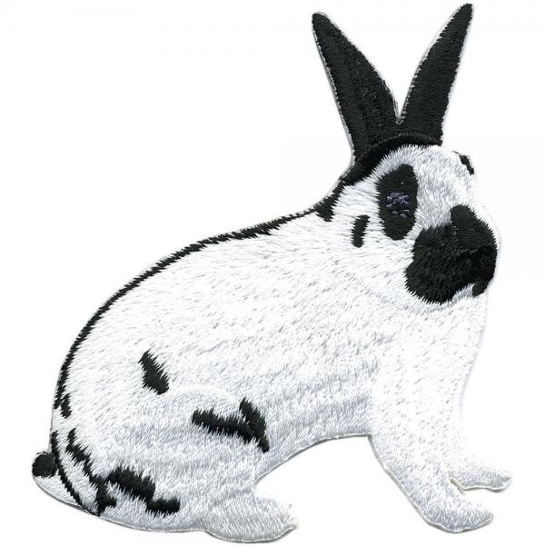 Aufnäher - Kaninchen weiß-schwarz - 00960 - Gr. ca. 7 x 8 cm - Patches Stick Applikation