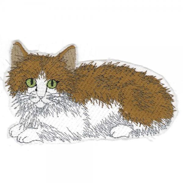 Aufnäher - Katze liegend - 00806 - Gr. ca. 8 x 4 cm - Patches Stick Applikation