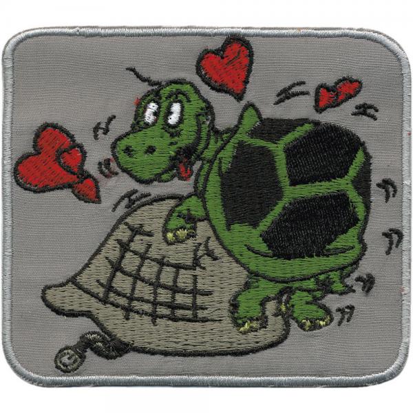 AUFNÄHER - 2 Liebende Schildkröten - Gr. ca. 9cm x 7,5cm (00822) Applikation Patches Stick