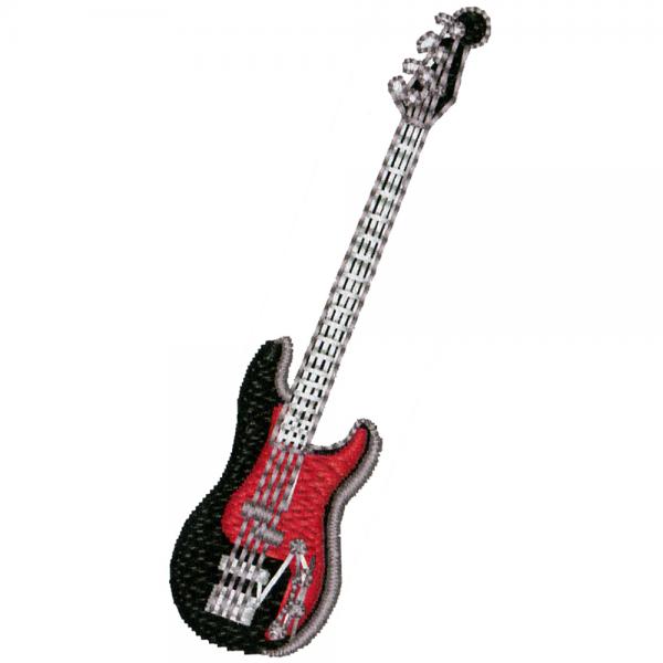 AUFNÄHER - E-Gitarre - 104771 schwarz-rot - Gr. ca. 2 x 8 cm - Patches Stick Applikation