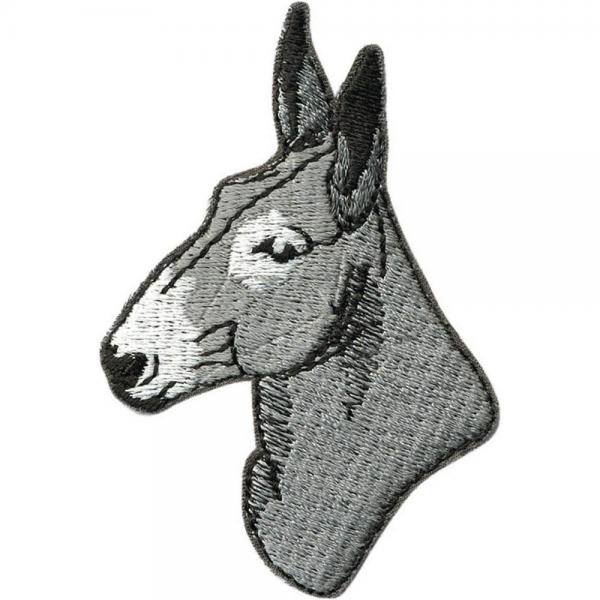 Aufnäher - Esel Eselskopf grau - 00935 - Gr. ca. 5cm x 7cm