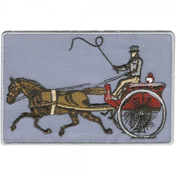 Aufnäher - Pferd mit Jockey - 01785 - Gr. ca. 12 x 7,5 cm - Patches Stick Applikation