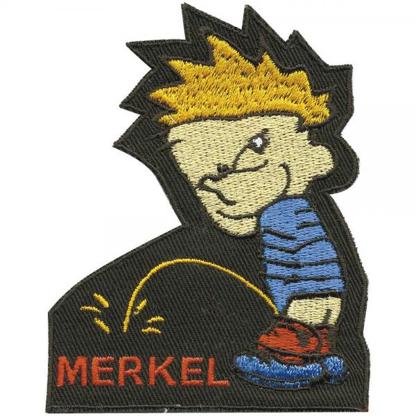 Aufnäher - Pinkelmännchen Merkel - 00384 - Gr. ca. 9 x 9,5 cm - Patches Stick Applikation