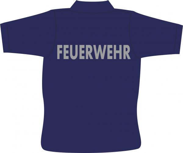 Poloshirt mit Rückenaufdruck Feuerwehr silber-reflektieren