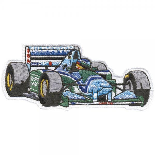 AUFNÄHER - Formel 1 Wagen Blau - 04583 - Gr. ca. 9 x 3,5 cm - Patches Stick Applikation