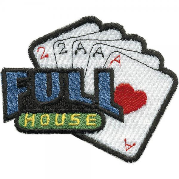 Aufnäher - Spielkarten Full House - 04413 - Gr. ca. 7 x 5 cm - Patches Stick Applikation