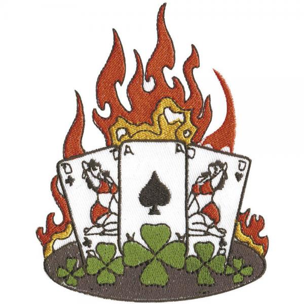 Aufnäher -Kartenspiel mit Flammen - 04997 - Gr. ca. 9cm x 11cm