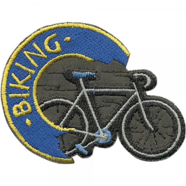 AUFNÄHER - BIKING Rad - Gr. ca. 8cm x 6cm (01878) Stick Patches Applikation Motivstick Aufbügler Sport Hobby Radrennen Fahrrad