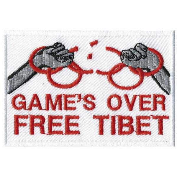 AUFNÄHER - Games over Free Tibet - 01891 - Gr. ca. 8,5 x 5,5 cm - Patches Stick Applikation