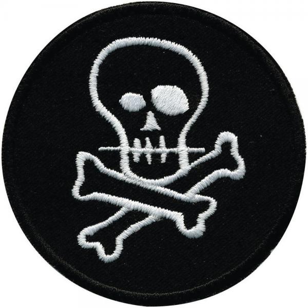 AUFNÄHER - Totenkopf - 01966 - Gr. ca. 8 cm Durchmesser - Patches Stick Applikation