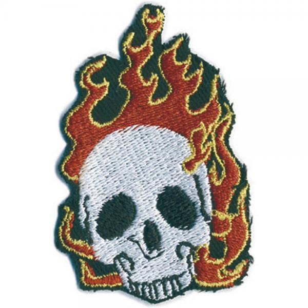 Aufnäher - Totenkopf Feuer - 04318 - Gr. ca. 6 x 4 cm - Patches Stick Applikation